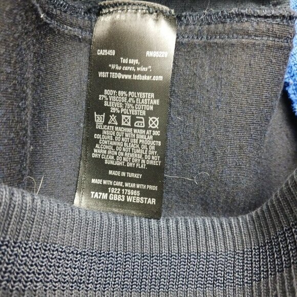 TED BAKER bomber jacket men's size M navy blue zip-up - Picture 9 of 9